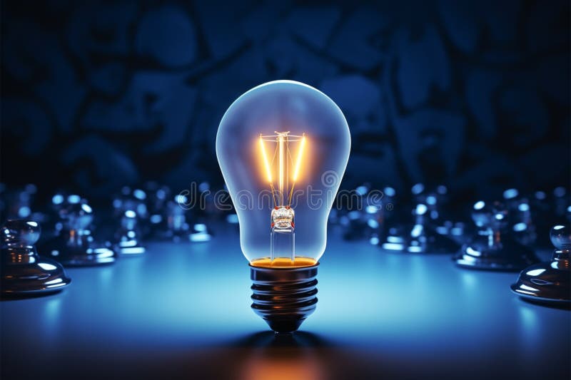 Strategic problem solving shines bright with an illuminated lamp among blue royalty free illustration