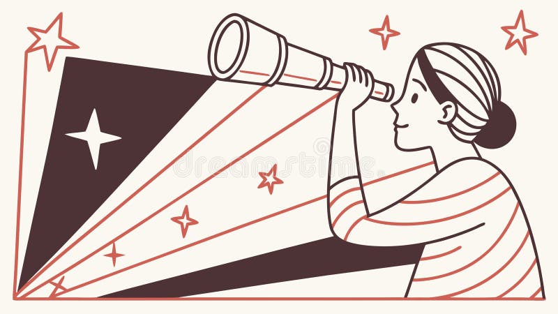 Strategic vision through telescope, discovering future opportunities, vector design Generative AI stock illustration