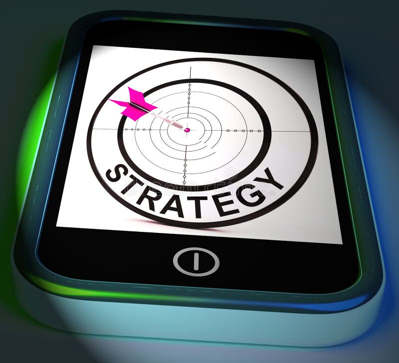 Strategie Smartphone zeigt Methoden-Taktiken und Strategie an vektor abbildung Strategie Smartphone zeigt Methoden-Taktiken und Strategie an vektor abbildung