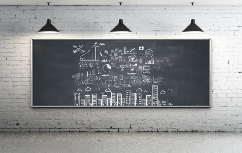 Business strategy on blackboard in room. Diagram marketing research concept stock images, royalty-free photos and pictures