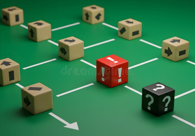 Strategy board game with cubes and arrows solving problems and finding solutions concept illustration royalty free illustration