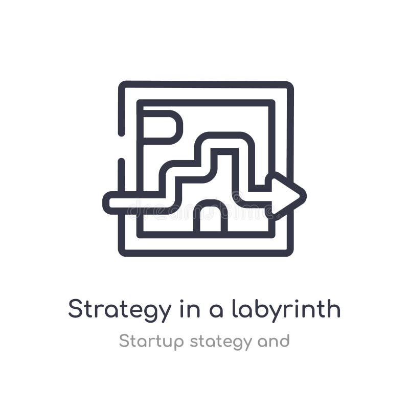 Strategy in a labyrinth outline icon. isolated line vector illustration from startup stategy and collection. editable thin stroke stock illustration