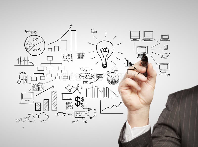 Man drawing plan strategy success. Diagram marketing research concept stock images, royalty-free photos and pictures