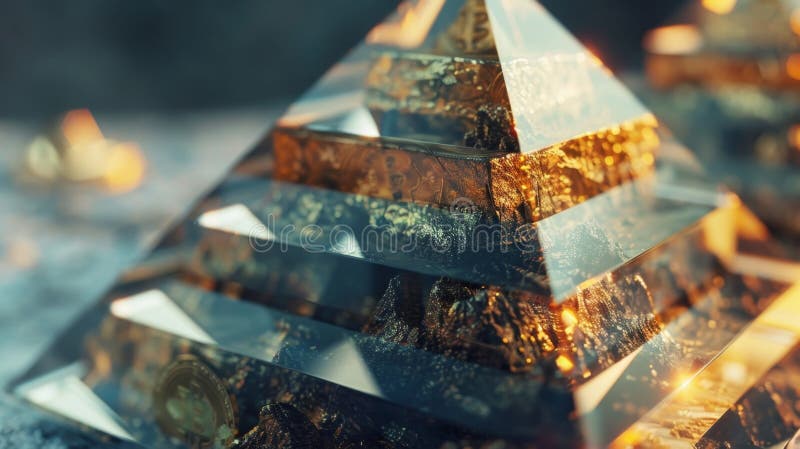 Strati a cascata di diverse cripture si riuniscono per creare queste impressionanti piramidi una testimonianza di ciò che è succes. Strati a cascata di diverse cripture si riuniscono per creare queste grandi piramidi una testimonianza della natura inclusiva e senza confini dell'economia digitale. prodotto a base di