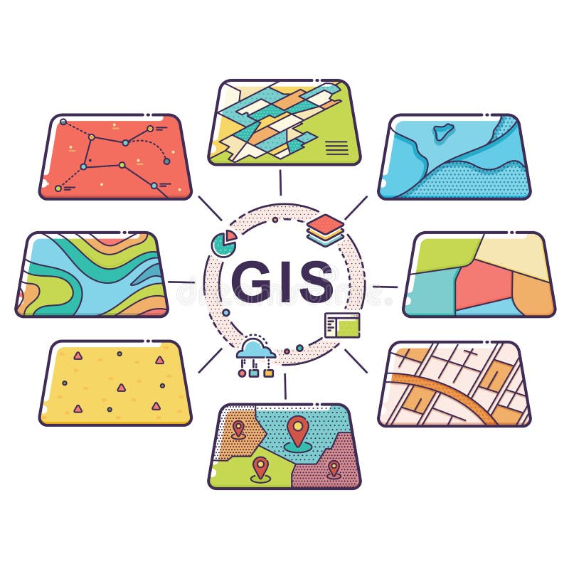 Strati di dati di concetto di GIS per Infographic