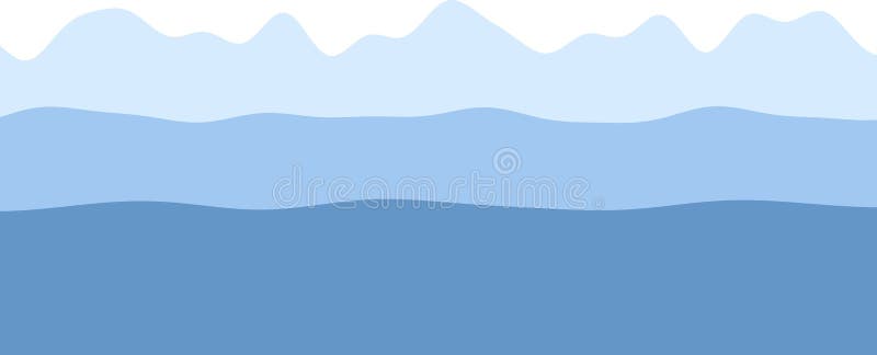 Straturi abstracte de undă albastră în peisajul geometric minimalist al munților stock illustration