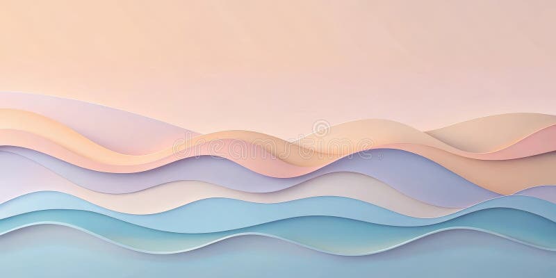 Straturi abstracte de undă pastel, un design de fundal moale, cu seren. AI generativ royalty free illustration