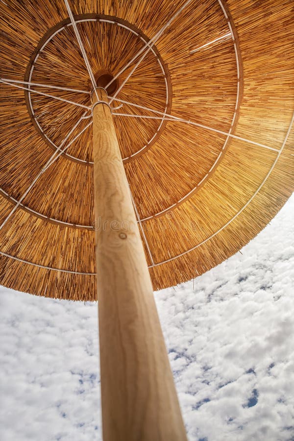 Straw beach umbrella close up image stock image Straw beach umbrella close up image stock image