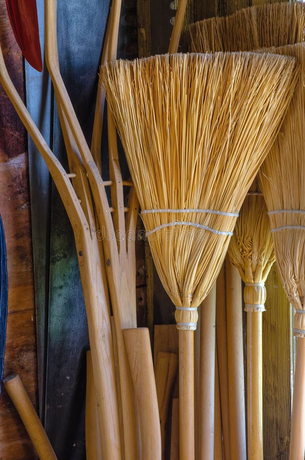 Handmade Brooms Against Wall for Sale. Handmade Brooms Against Wall for Sale