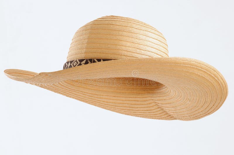 American Straw Cowboy Hat Left Side on White Stock Image Image of