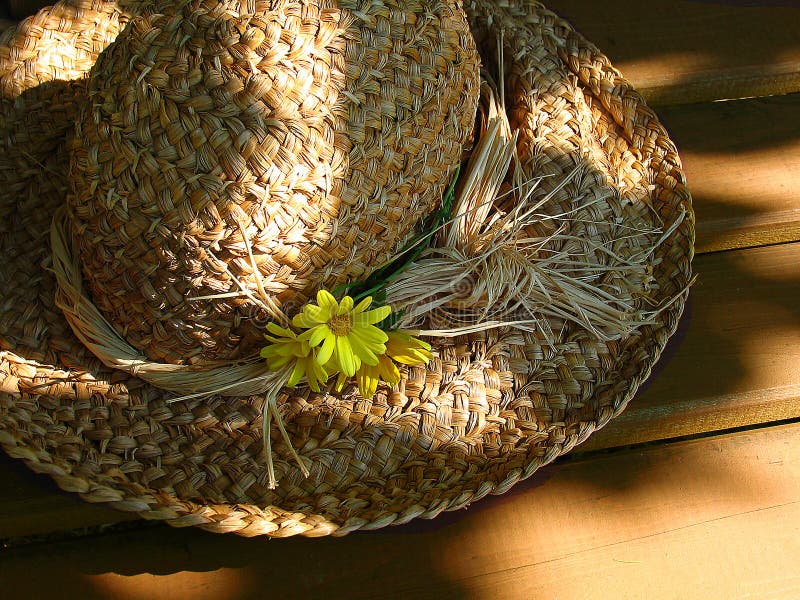 Straw hat with flowers stock photo. Image of marguerite 225888