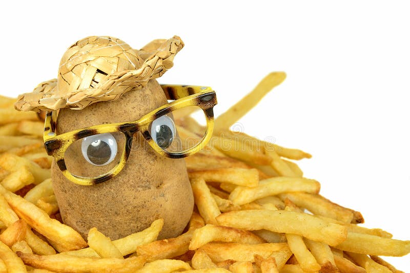 Straw hat on potato in fries