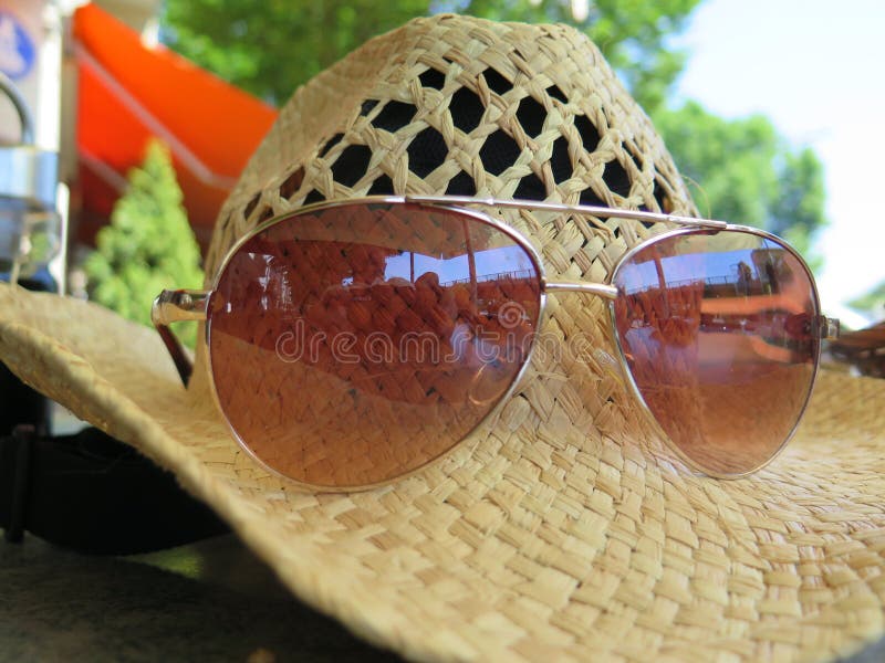 Straw hat and Sunglasses stock photo. Image of straw - 56767832