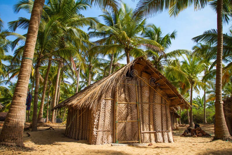 Straw hut on Paradise beach in Goa