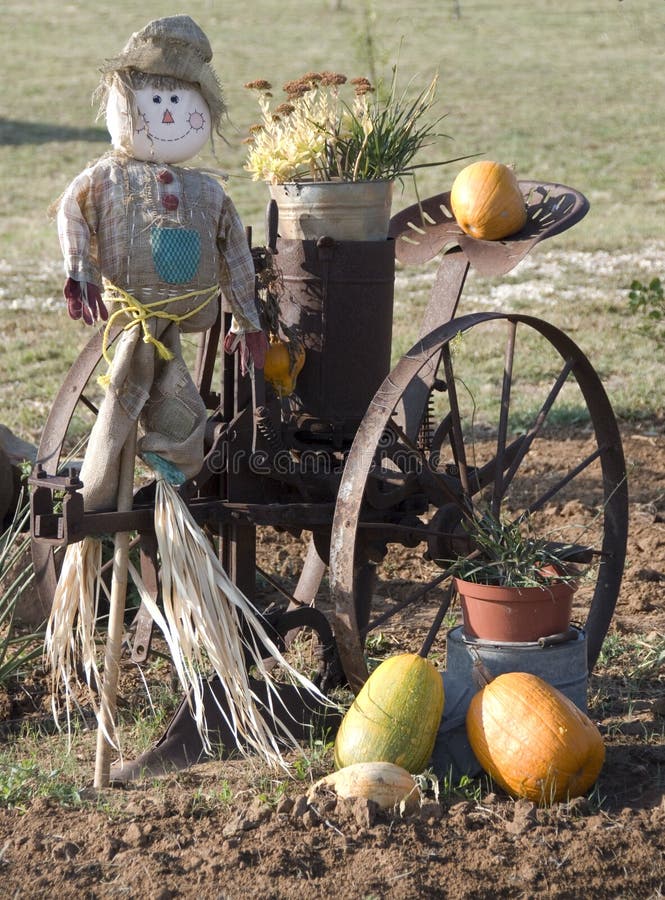 Straw man and pumkins