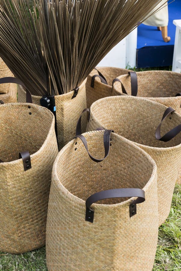 Straw shopping bags stock photo. Image of fancy, brown 85275648