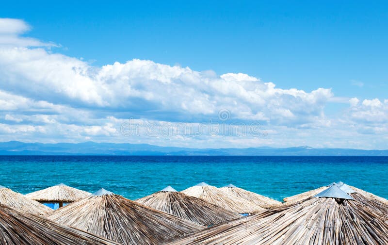 Beach with Umbrellas and Sunbeds Aerial View Stock Photo Image of coastline, croatia 126257132