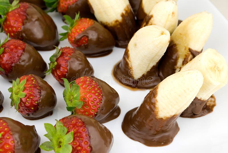 Strawberries Bananas And Chocolate Stock Image Image 24753417