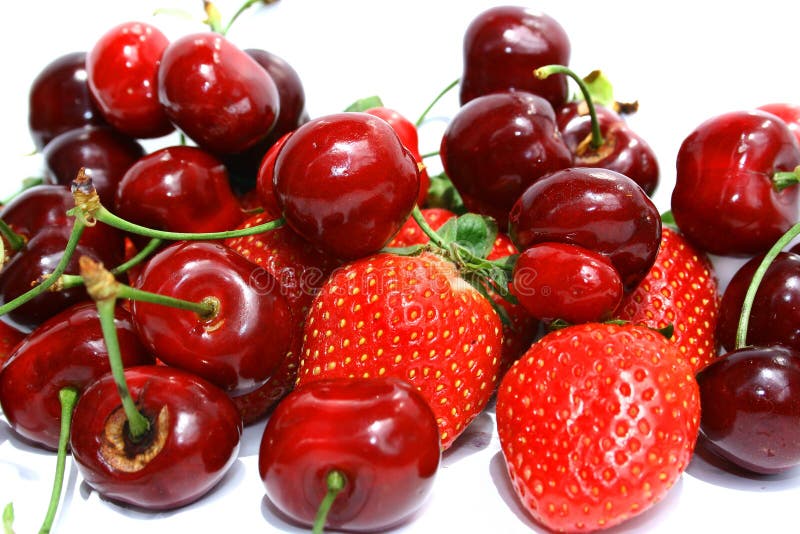 Strawberries and cherries stock photo. Image of nutrition 5263266