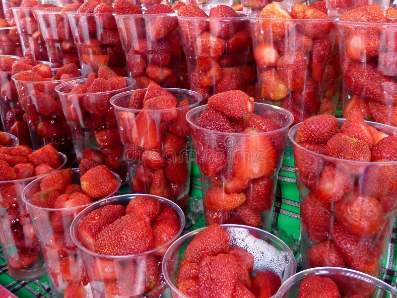 Strawberries in Clear Plastic Cups Stock Image Image of clear