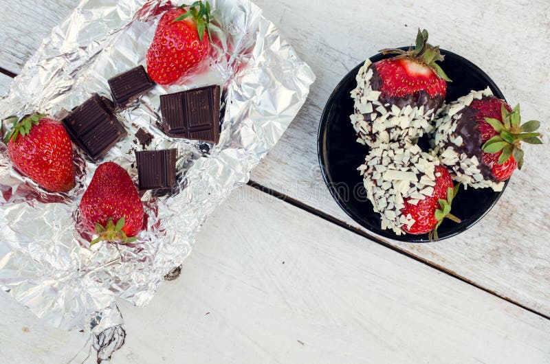 Strawberries covered with a chocolate