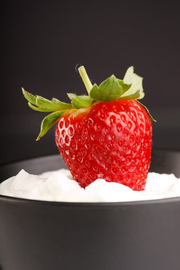 Strawberries and cream stock image. Image of macro, milk 14782333