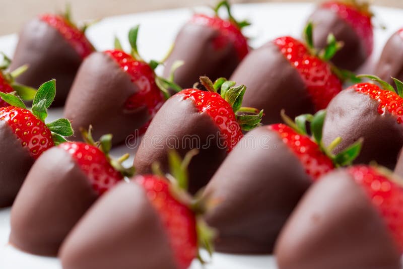 Strawberries Dipped in Dark Chocolate Stock Image Image of fruit