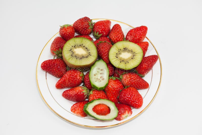 Strawberries, kiwifruit and cucumbers