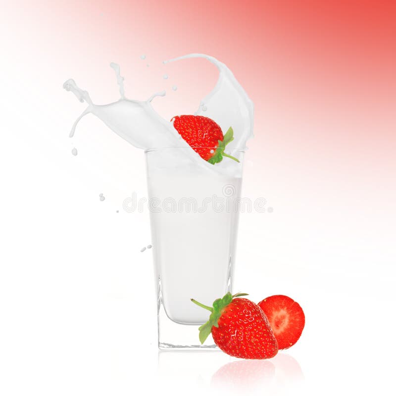 Strawberries In Cream Splash Stock Photo Image of ripe, spilling
