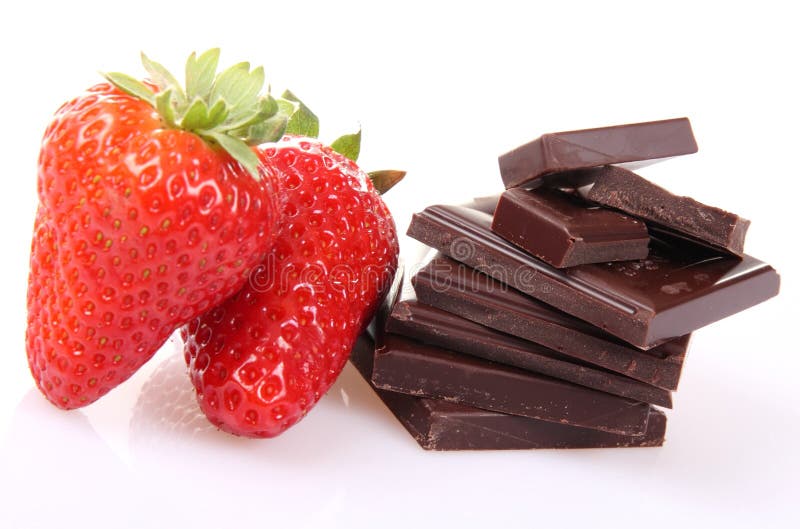 Strawberries with piece of chocolate