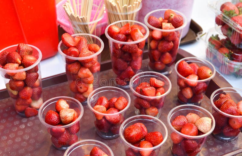 Strawberries cup stock photo. Image of glass, delicious 23642054