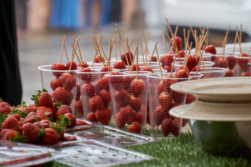 Strawberries in a Plastic Cup Stock Image Image of freshness, energy