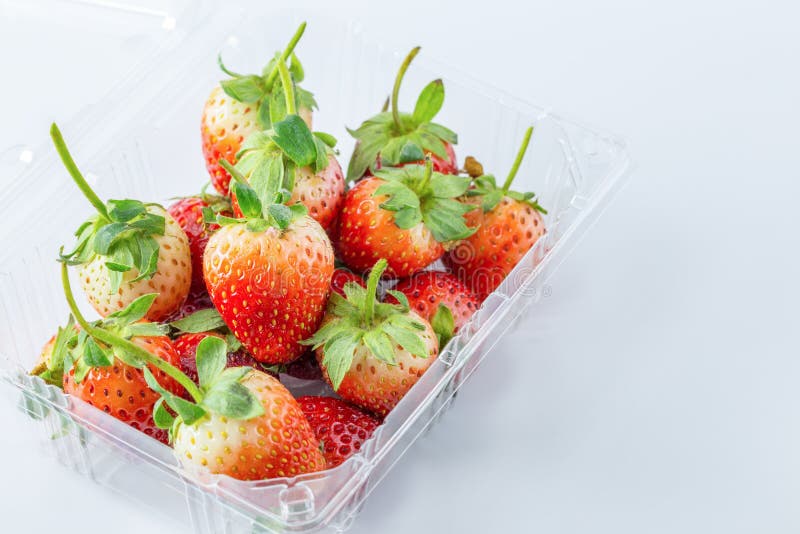 Strawberries in Plastic Packaging Stock Photo - Image of delicious ...