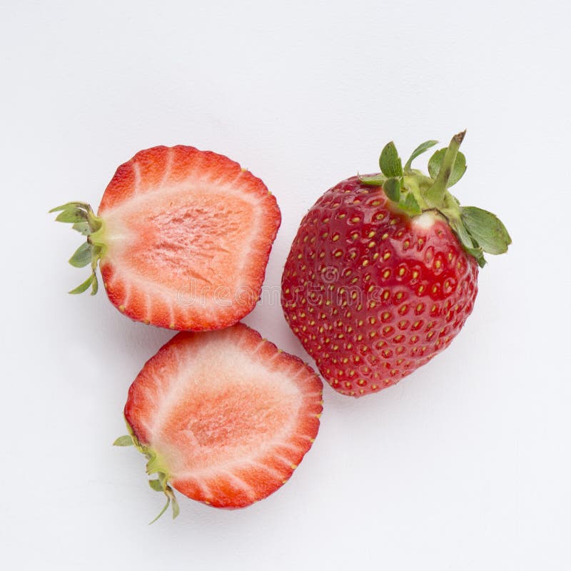 Strawberries; Sliced, Halved, White Background Stock Image Image of