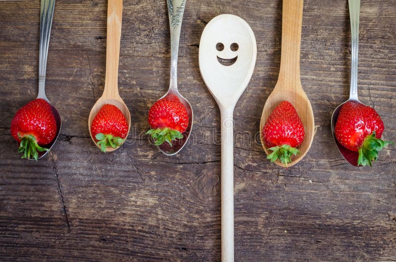 Strawberries on vintage spoons