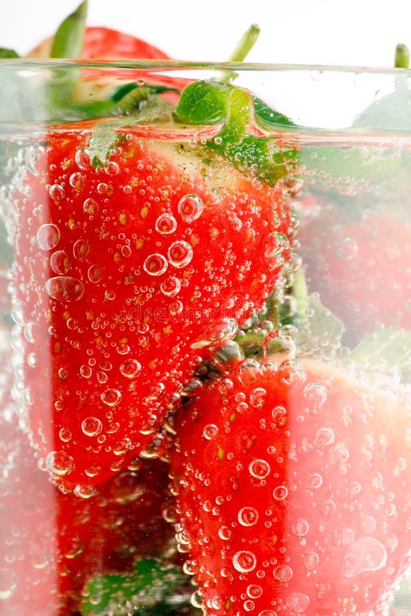 Strawberries in the water stock image. Image of droplet 11119567