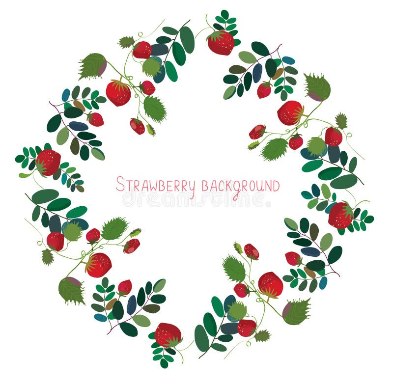 Strawberry background with leaves royalty free illustration
