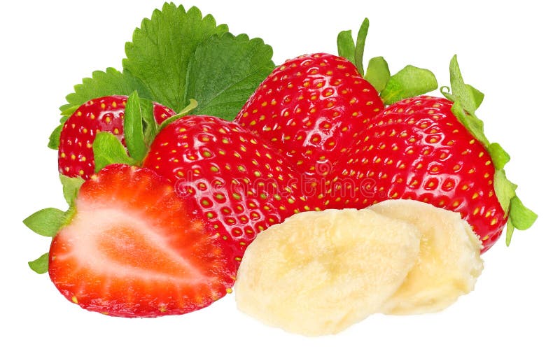 Strawberry and Banana Isolated on White Background Stock Image Image