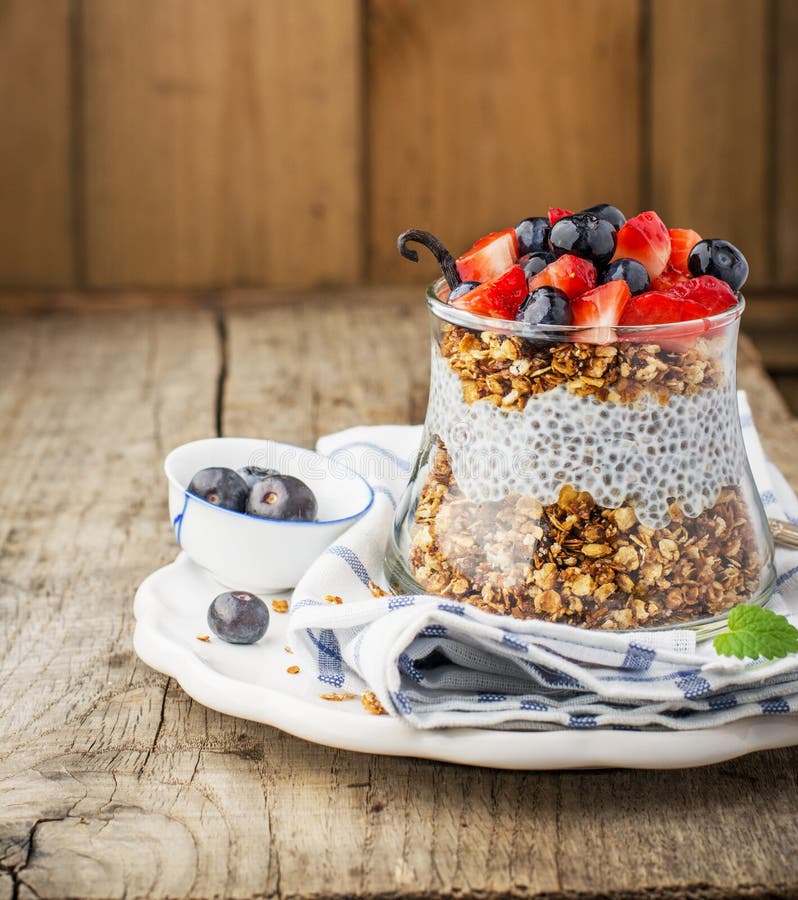 Strawberry, Blueberries, Oatmeal and Chia Seeds Stock Image Image of gourmet, morning 51752019