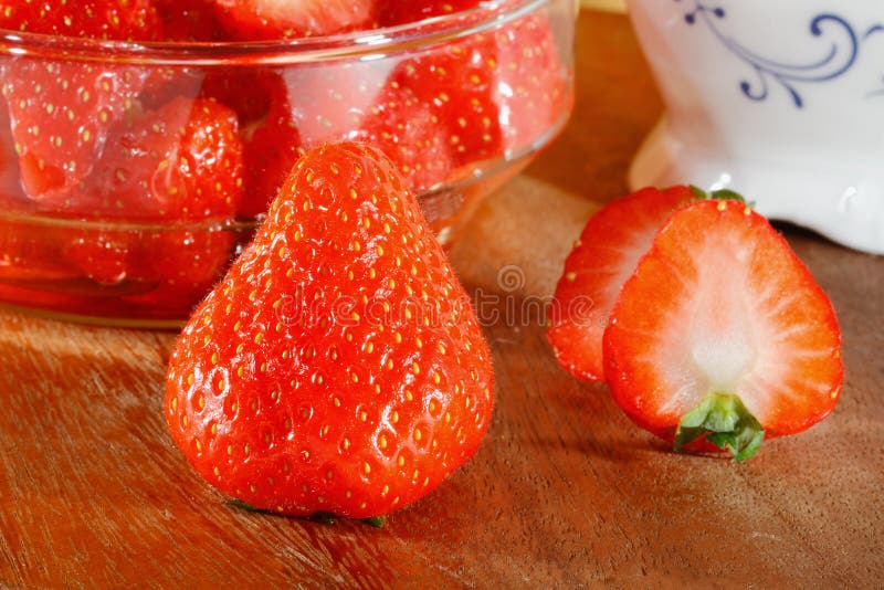 Strawberry in a Bowl, Sugar Bowl Stock Photo Image of confiture, board 57421456