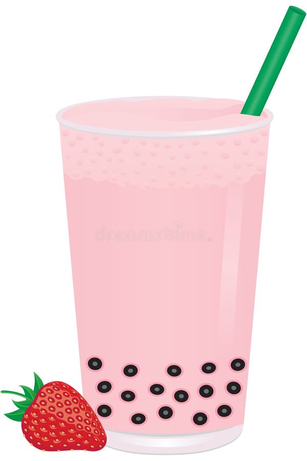Strawberry Bubble Milk Tea with Fruit vector illustration Strawberry Bubble Milk Tea with Fruit vector illustration