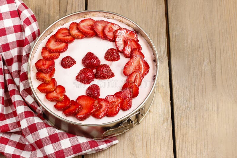 Strawberry cake. Summer party dessert stock photos Strawberry cake. Summer party dessert stock photos