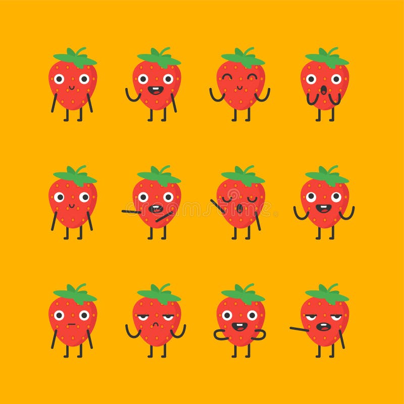 Strawberry character set different options and emotions vector illustration Strawberry character set different options and emotions vector illustration