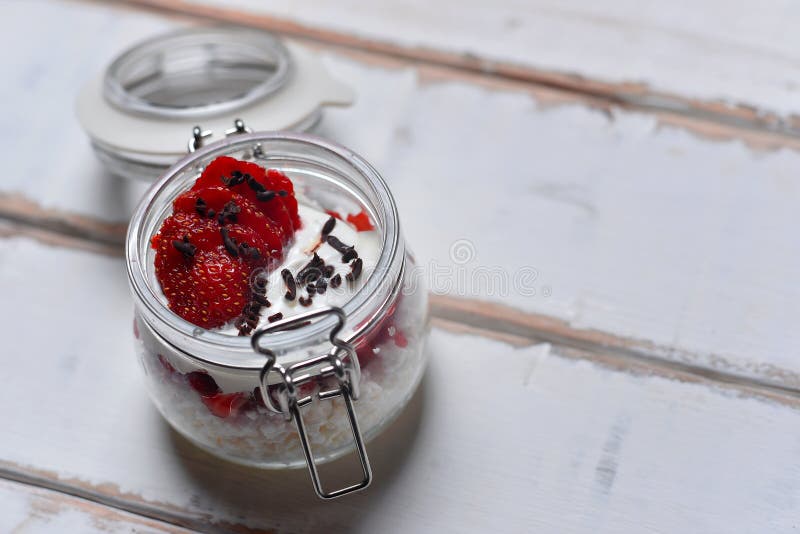 Strawberry Dessert on the Table Stock Photo Image of powder, appetizing 101016076