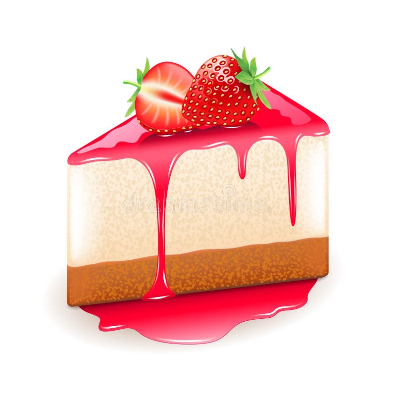 Strawberry Cheesecake Isolated on White Vector Stock Vector