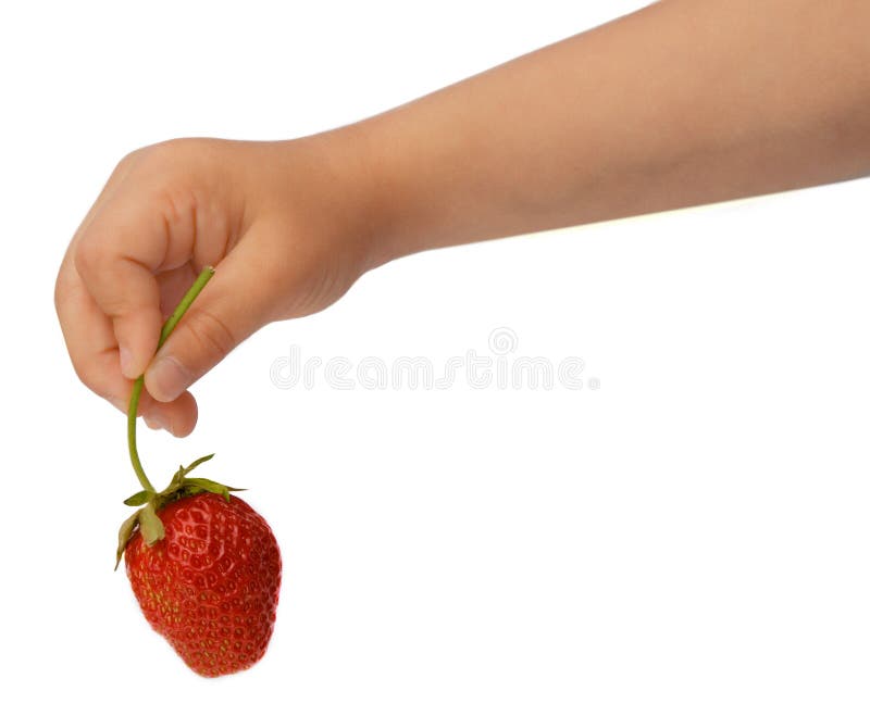 Strawberry in child s hand