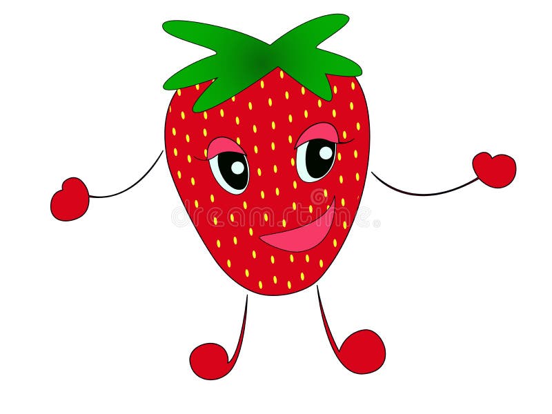Strawberry. Cute fruit vector character set isolated on white vector illustration Strawberry. Cute fruit vector character set isolated on white vector illustration
