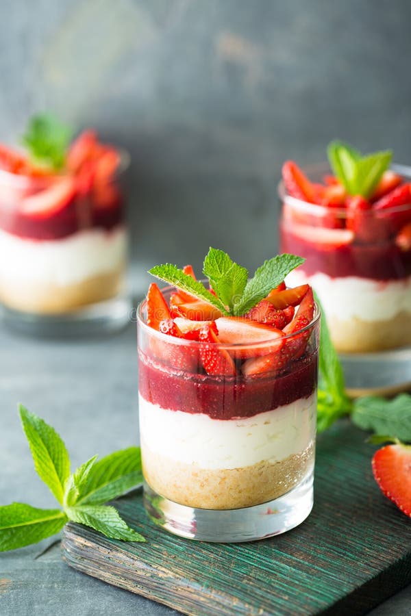 Strawberry Dessert Cheesecake in the Glass Stock Photo Image of