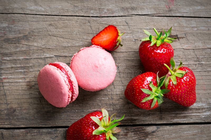 Strawberry and French Macaron Stock Image Image of bakery, bake 90681485