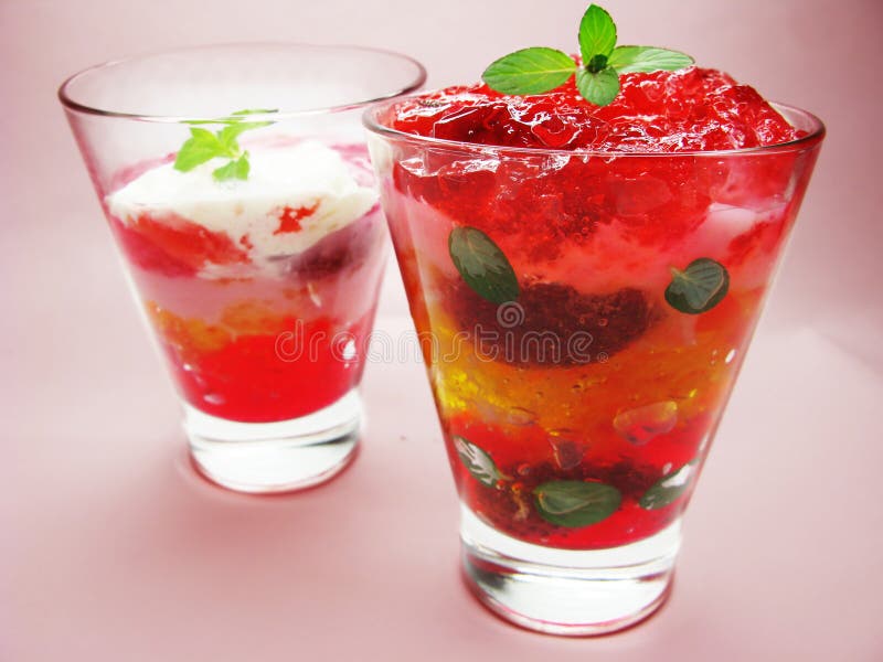 Strawberry fruit dessert with yogurt